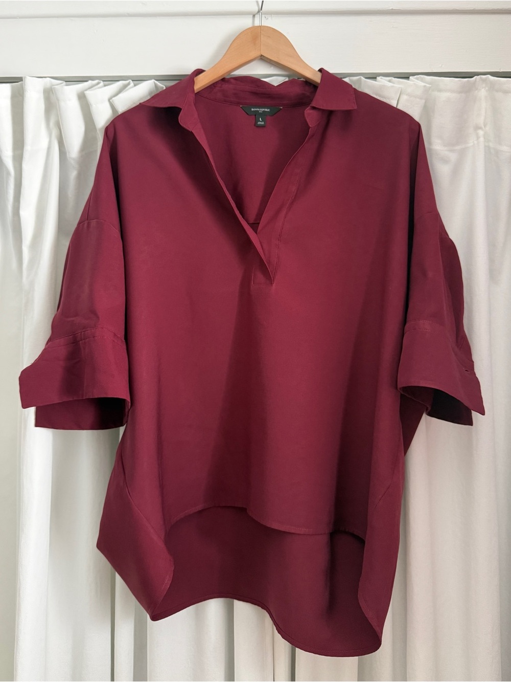 Banana Republic Wine Split-Neck High-Low Top